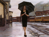 نقاشی دختر زیر باران