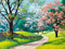 نقاشی زیبا از طبیعت بهاری درختان