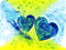 عکس انتزاعی دو قلب آبی در کنار هم