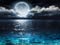 عکس دریای آرام در شب مهتابی
