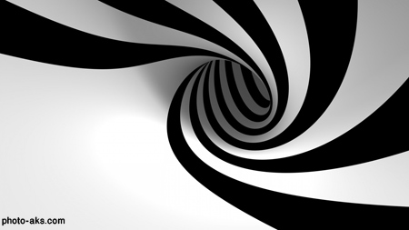 حلقه پیچی سیاه و سفید سه بعدی 3d black white spiral