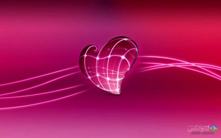 قلب سه بعدی شیشه ای 3d love violet heart