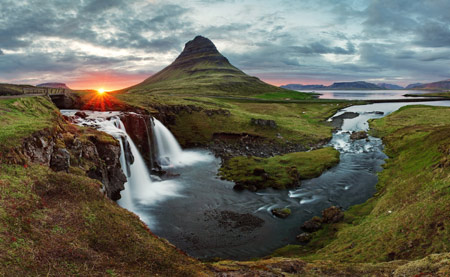 منظره رودخانه و آبشار ایسلند abshar va rodkhane island