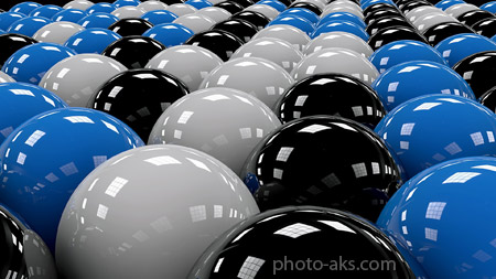 والپیپر سه بعدی کامپیوتری balls rows white blue black