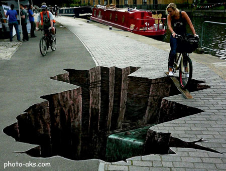 نقاشی سه بعدی گودال در پیاده رو best 3d street arts