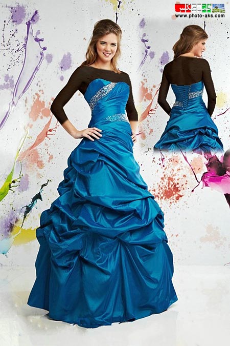 لباس مجلسی آبی پف blue puffy prome dress