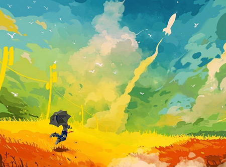 والپیپر انتزاعی نقاشی با رنگ های شاد clouds multicolor wallpaper