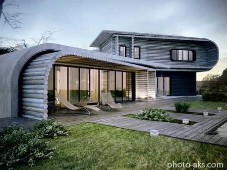 معماری سبز خانه چوبی مدرن green wooden home