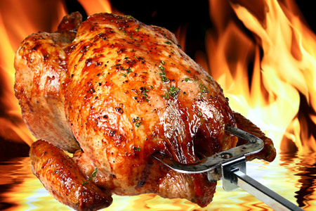 عکس مرغ بریان روی آتش grilled chicken fried