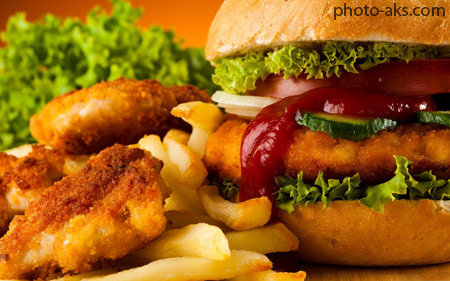 غذای فست فودی همبرگر fast food hamburger