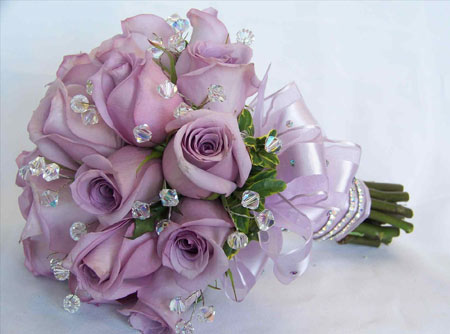 دسته گل رز ارغوانی purple rose flower