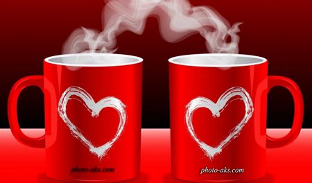 فنجان قرمز عاشقانه red coffee lovely
