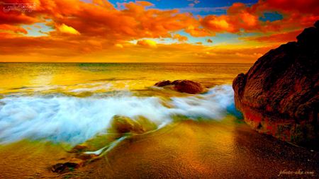 منظره غروب ساحل دریا sunset beach