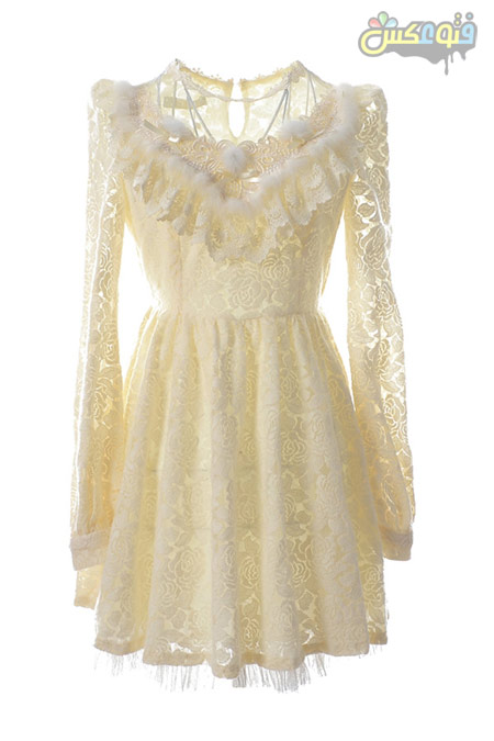 لباس توری کوتاه دخترانه سفید lace dress white