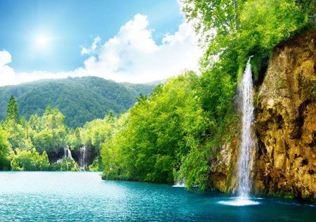 منظره زیبا طبیعت آبشار summer waterfal landscape