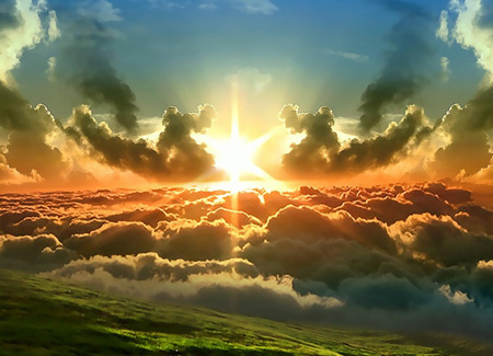 منظره طلوع خورشید از بالای ابرها sun and clouds nature