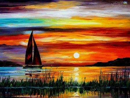 نقاشی غروب خورشید sunset painting