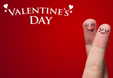 کارت پستال قرمز انگشتهای ولنتاین valentines day fingers love