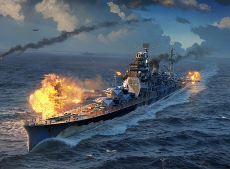 عکس کشتی جنگی در حال نبرد warships wargaming