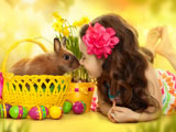عکس دختر بچه و خرگوش