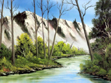 نقاشی رودخانه و طبیعت